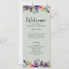 Programa de Casamento Floral de abstrato Watercolo