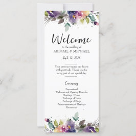 Programa de Casamento Floral de abstrato Watercolo