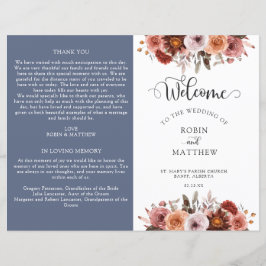 Programa de Casamento Floral de Azul, Borgonha e B