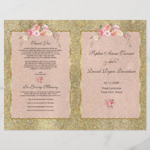 Programa de Casamento Floral de Blush com Brilhant