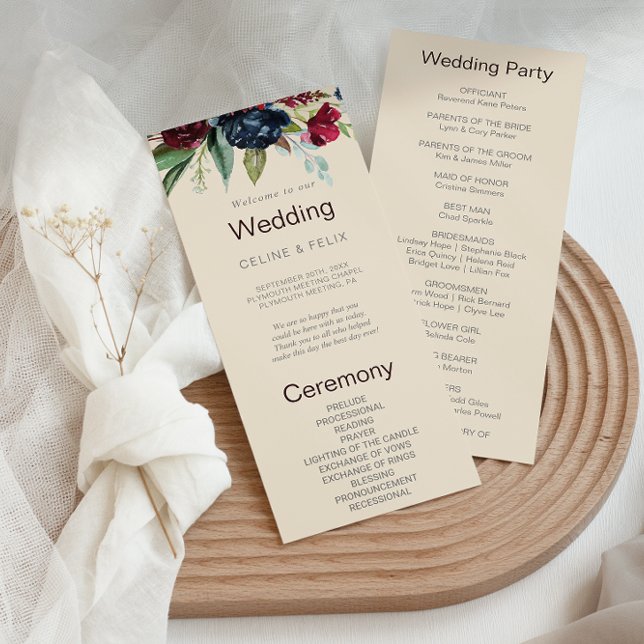 Programa de Casamento Floral de Blush do Marinho M (Criador carregado)