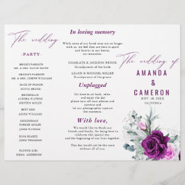 Programa de Casamento Floral de Blush Roxo Roxo El