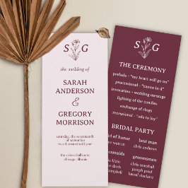 Programa de Casamento Floral de Boho Simples