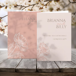 Programa de Casamento Floral de Cor Rosa Minimalis