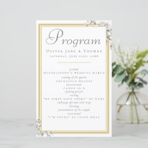 Programa de Casamento Floral de Frame Dourado Clás