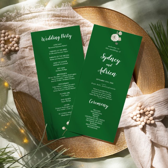 Programa de Casamento Floral de Inverno | Verde (Criador carregado)