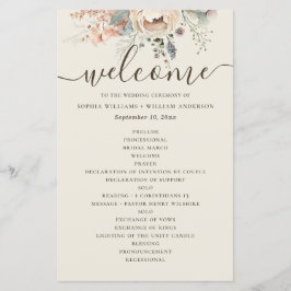 Programa de casamento floral de jardim de aquarela