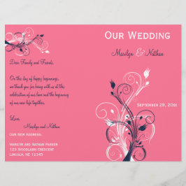 Programa de Casamento Floral de marinho, Rosa e Br