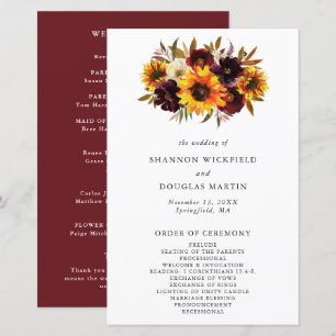 Programa de Casamento Floral de Outono com Girassó