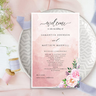 Programa de Casamento Floral de Pastel Purple