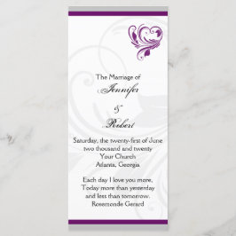 Programa de Casamento Floral de Prata e Roxo