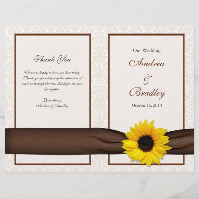 Programa de Casamento Floral de Sunflower Damask (Frente)