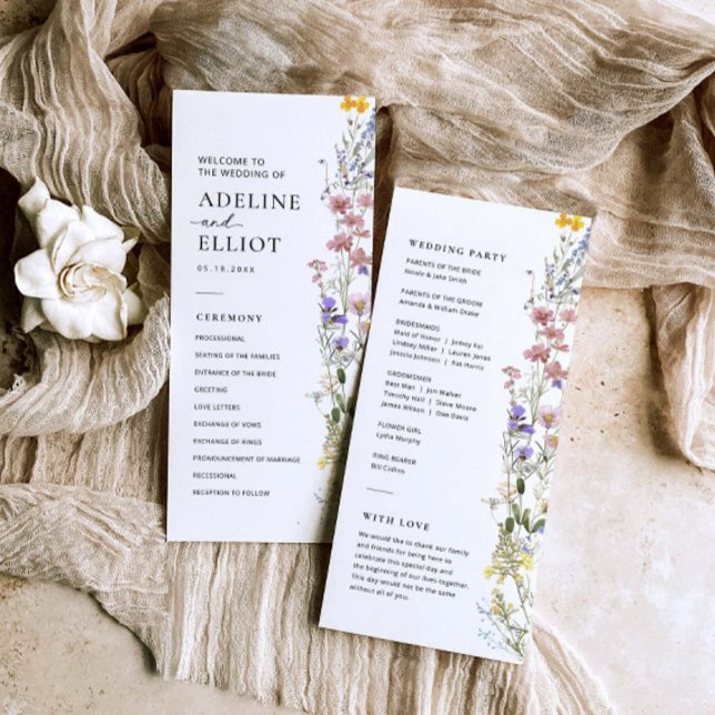 Programa de Casamento Floral de Wildflower Wedding (Criador carregado)