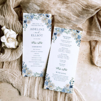 Programa de Casamento Floral do Dusty Blue Wedding