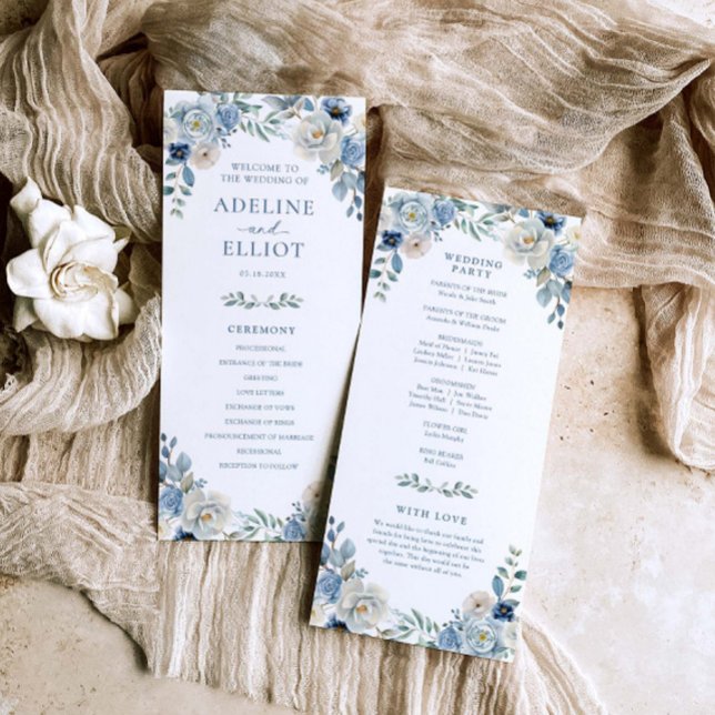 Programa de Casamento Floral do Dusty Blue Wedding (Criador carregado)