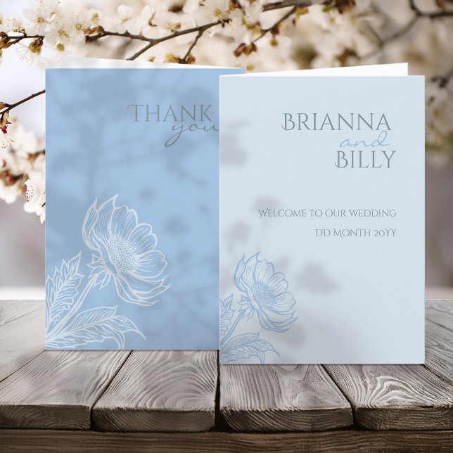 Programa de Casamento Floral Dobrado de Azul Minim (Criador carregado)