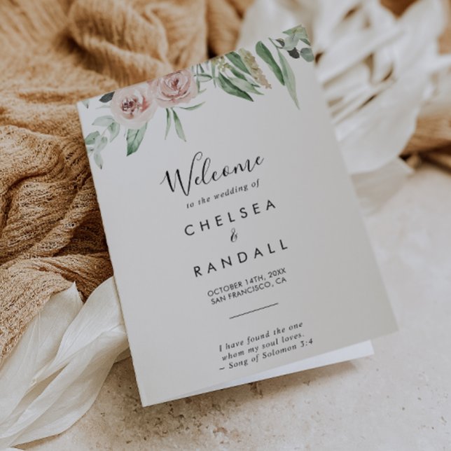 Programa de Casamento Floral Dobrado, Verde-Rosa,  (Criador carregado)