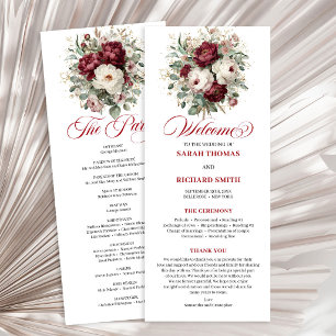 Programa de Casamento Floral Dourado Burgundy Glam