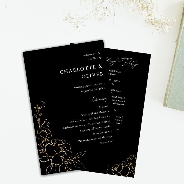 Programa de Casamento Floral Dourado do Orçamento  (Criador carregado)