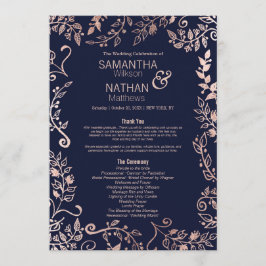 Programa de Casamento Floral Dourado do Rosa Azul 