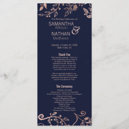 Programa de Casamento Floral Dourado do Rosa Azul 