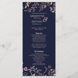 Programa de Casamento Floral Dourado do Rosa Azul 