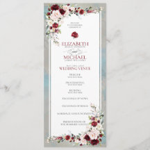 Programa de Casamento Floral Dusty Blue Burgundy
