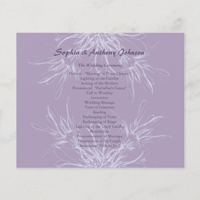 Programa de Casamento Floral Dusty Purple (Frente)