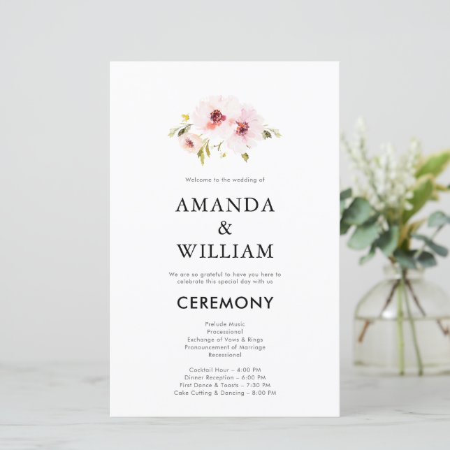 Programa de Casamento Floral Elegante (Em pé/Frente)