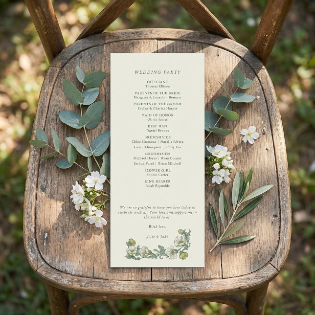 Programa de casamento floral elegante art nouveau (Elegant art nouveau floral wedding program)