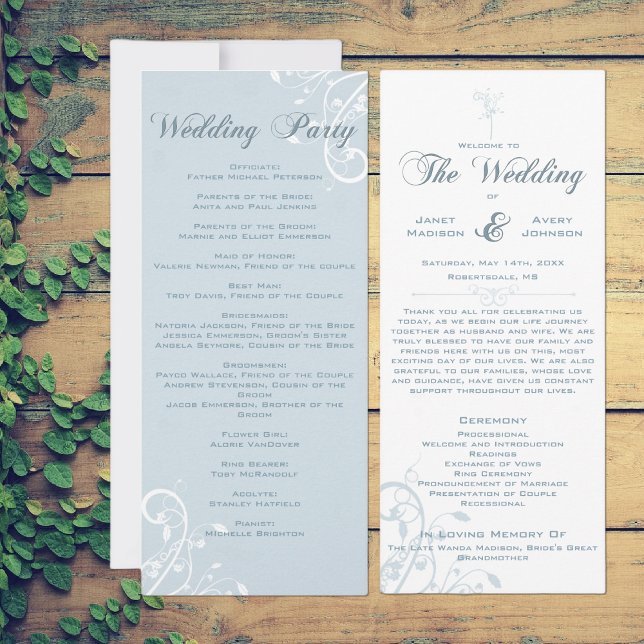 Programa de Casamento Floral Elegante Azul Claro P (Criador carregado)