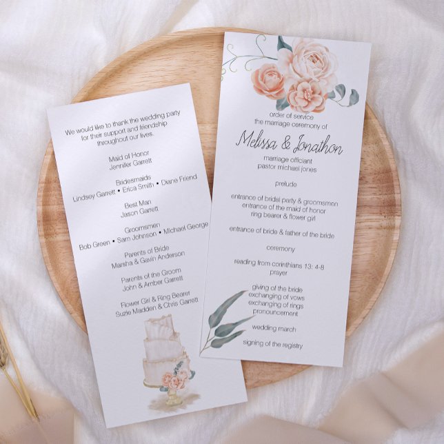 Programa de Casamento Floral Elegante Boho Rosa Mo (Criador carregado)