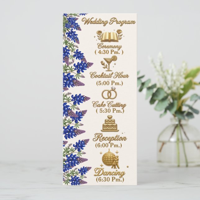Programa de Casamento Floral Elegante com Miçanga  (Em pé/Frente)