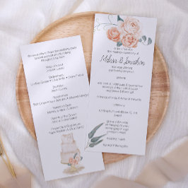 Programa de Casamento Floral Elegante Rosa Moderno