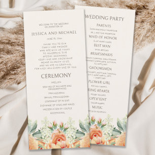 Programa de Casamento Floral em Aquarela com Creme