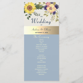 Programa de Casamento Floral em Aquarela Rústica