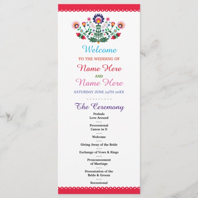 Programa de Casamento Floral Fiesta Mexicana (Frente)