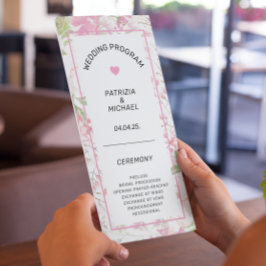 Programa de Casamento Floral Floral Elegante Rosa