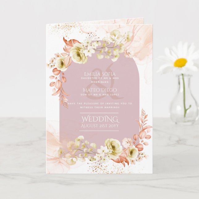 Programa de Casamento Floral Hispano 4pg Bilingue  (Planta pequena)