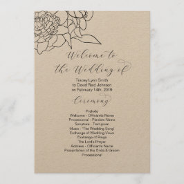 Programa de Casamento Floral Kraft Desenhado 2 lad