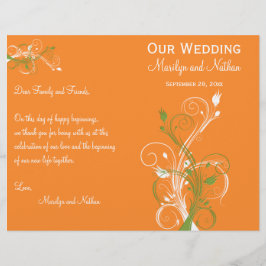 Programa de Casamento Floral Laranja, Verde e Bran