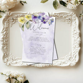 Programa de Casamento Floral Moderno Púrpura e Ama