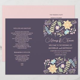 Programa de Casamento Floral Moderno Rosa-Blush