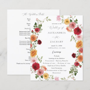Programa de Casamento Floral Multi Cor de Verão Or