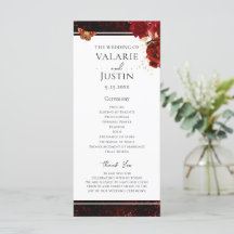 Programa de Casamento Floral Negro e Vermelho Góti