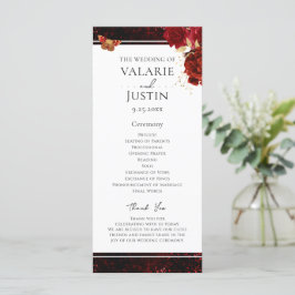 Programa de Casamento Floral Negro e Vermelho Góti