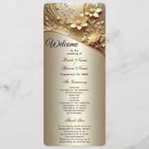 Programa de Casamento Floral Ouro Ornamentado Mode