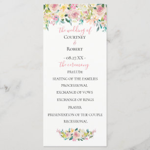 Programa de Casamento Floral Pastel Summer