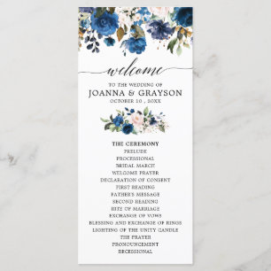 Programa de Casamento Floral por Aquarela marinho 