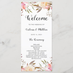Programa de Casamento Floral Romântico Blush Bloom